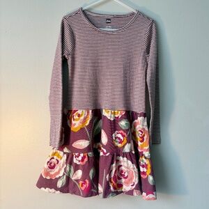 Tea Collection Tiered Skirted Twirl Dress in Turkish Rose print-Size 5